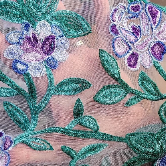 Floral Blue and Purple Women's 2 Piece Top - Picture 6 of 12